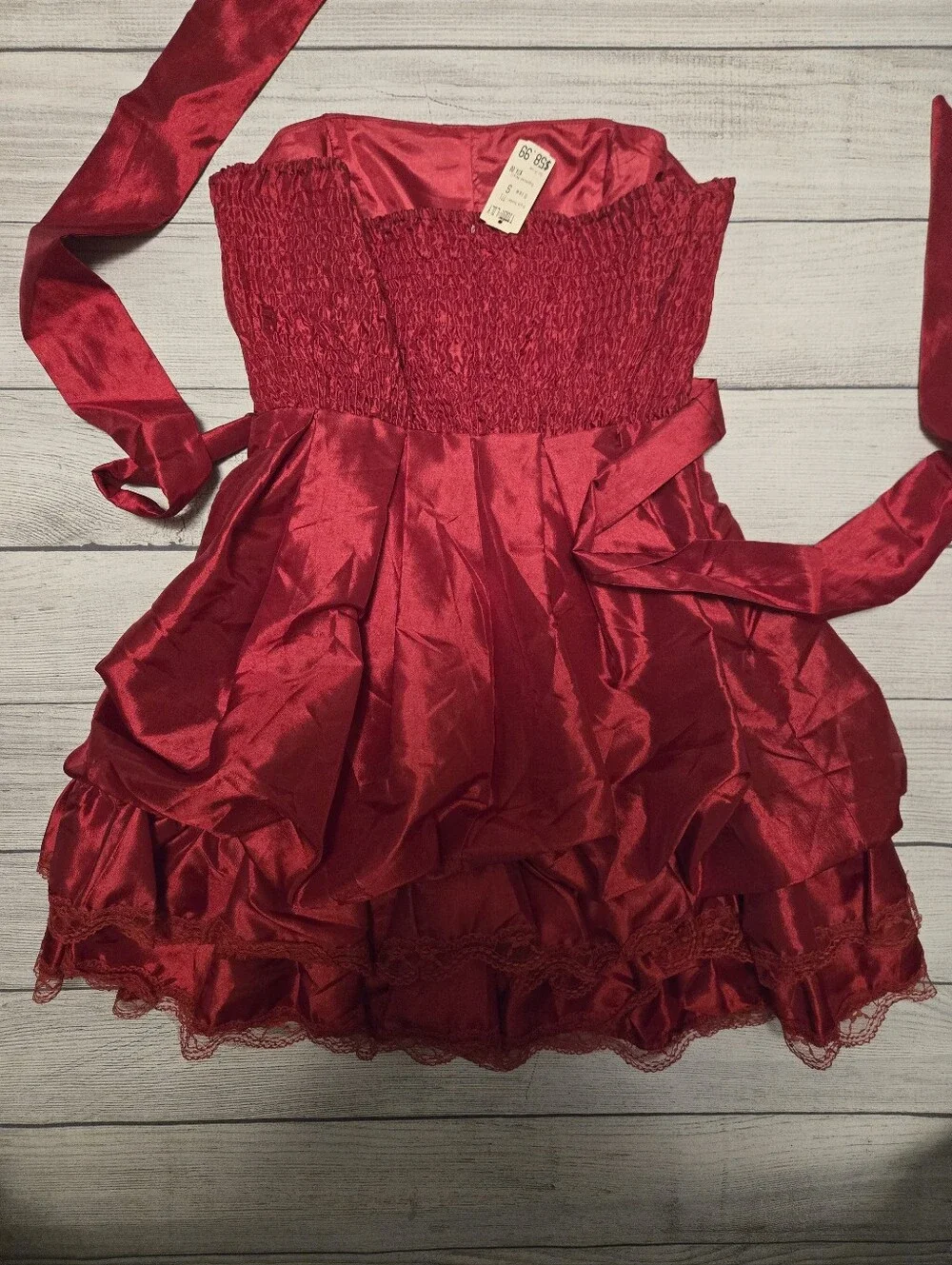 Strapless Red Party Dress with Waist Sash ~ Nwt